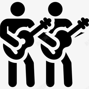 吉他音乐家人类象形图填充图标图标