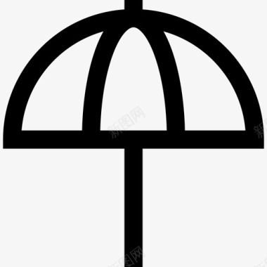 阳伞探险旅行套装直线型图标图标