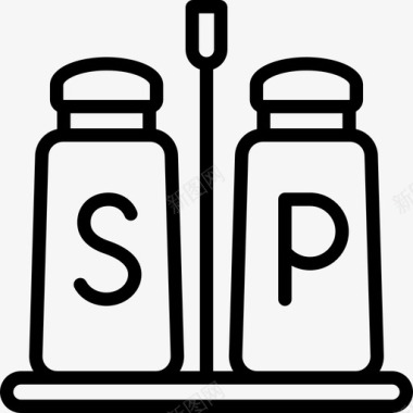 盐和胡椒餐厅元素2线性图标图标