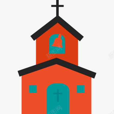 教堂纪念碑建筑物颜色图标图标