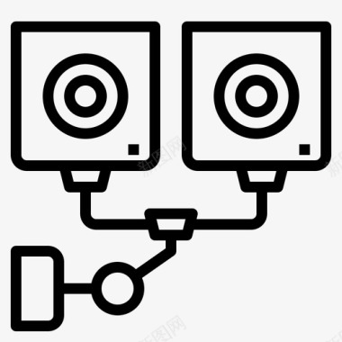 室外双摄像机闭路电视家庭图标图标