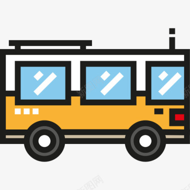 公共汽车交通大包装线性颜色图标图标