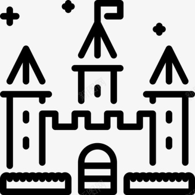 城堡幻想线性图标图标