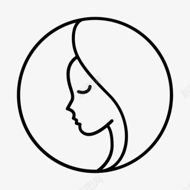 女人脸头发女人图标图标