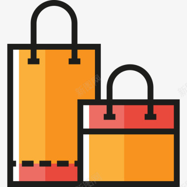购物袋电子商务图标元素线性颜色图标