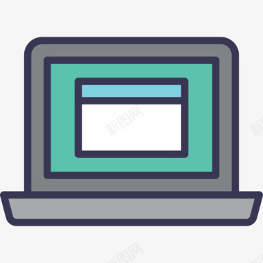 笔记本电脑技术元素集轻平边框图标图标