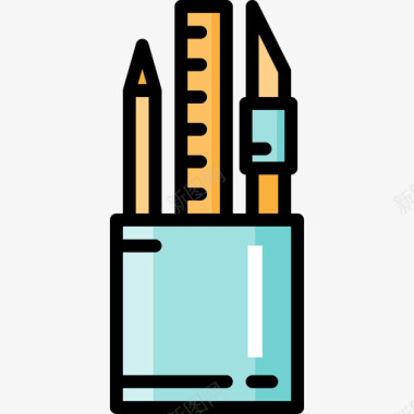 铅笔盒办公材料线颜色图标图标