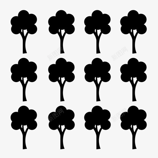 图案装饰重复图标svg_新图网 https://ixintu.com 图案设计 图案设计集合6 墙纸 树 装饰 重复