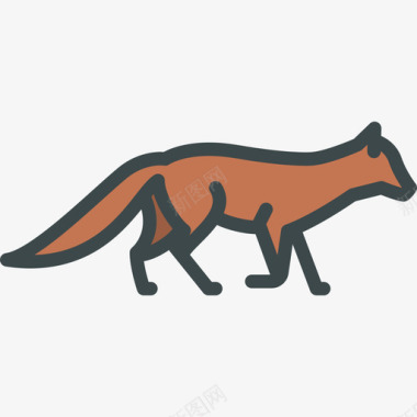 狐狸森林动物3线形颜色图标图标