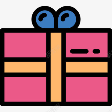 礼物生日聚会系列线性颜色图标图标