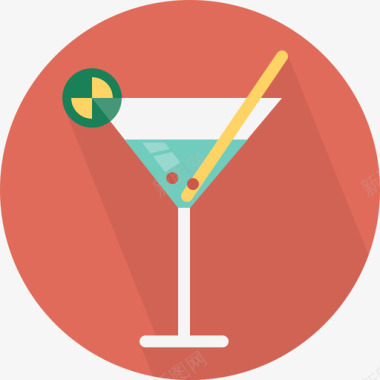 鸡尾酒食物和饮料4平淡图标图标