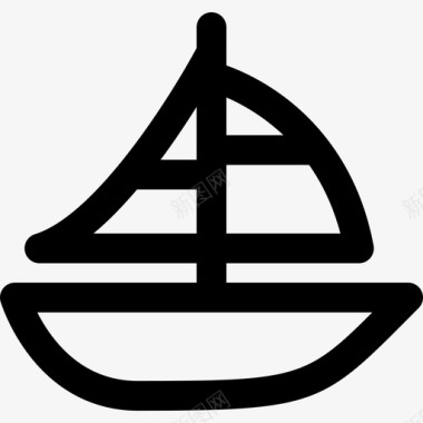 帆船夏季经典系列直线型图标图标