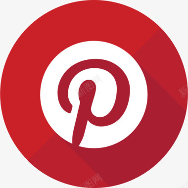Pinterest社交媒体圆形平面图标图标
