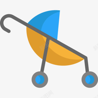 婴儿推车儿童元素2扁平图标图标