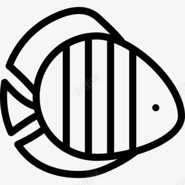 鱼类海洋生物线状线状图标图标