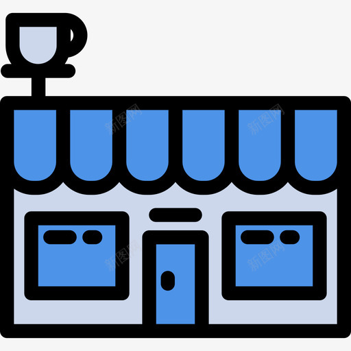 咖啡馆城市包装颜色线性颜色图标svg_新图网 https://ixintu.com 咖啡馆 城市包装颜色 线性颜色