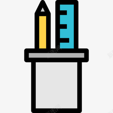铅笔盒学校套装2线性颜色图标图标
