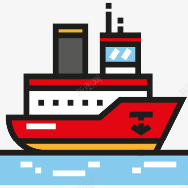 船运输大包装线性颜色图标图标