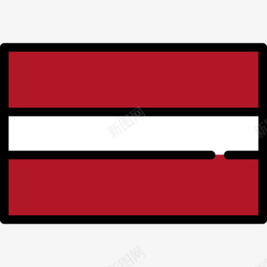拉脱维亚旗帜收藏长方形图标图标