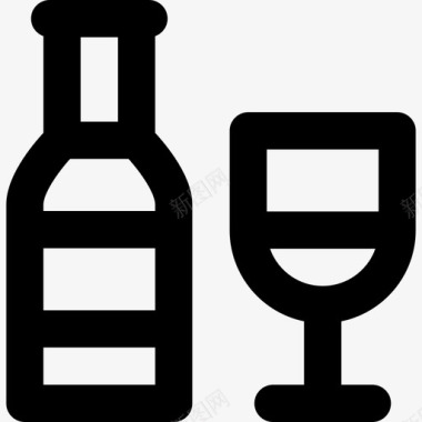葡萄酒烧烤套餐直系图标图标