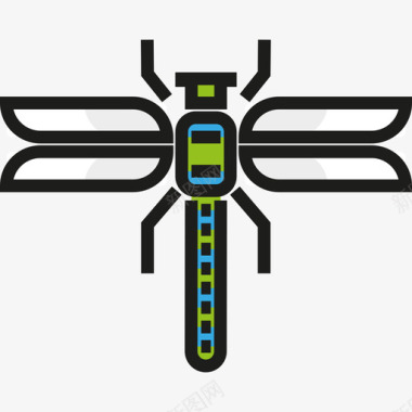 蜻蜓动物2线形颜色图标图标