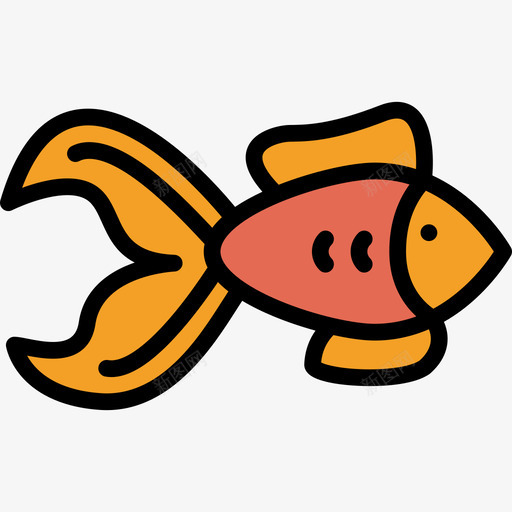 金鱼海洋生物线性颜色线性颜色图标svg_新图网 https://ixintu.com 海洋生物线性颜色 线性颜色 金鱼