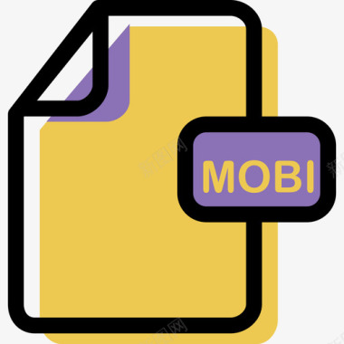 Mobi彩色文件类型和内容资源图标图标