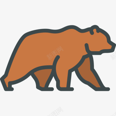 熊森林动物3线性颜色图标图标