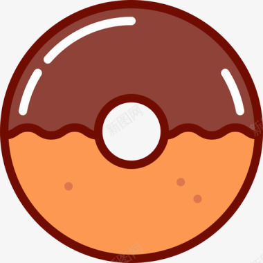 甜甜圈咖啡店3线性颜色图标图标