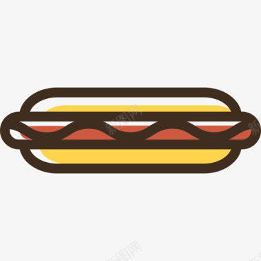 热狗食物线性颜色食品套装图标图标