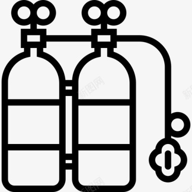 氧气罐旅行收集线性图标图标