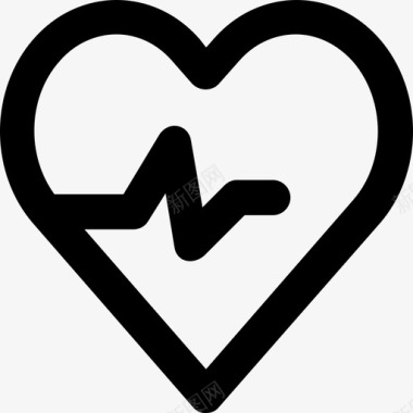 心电图健康护理图标集粗体圆形图标
