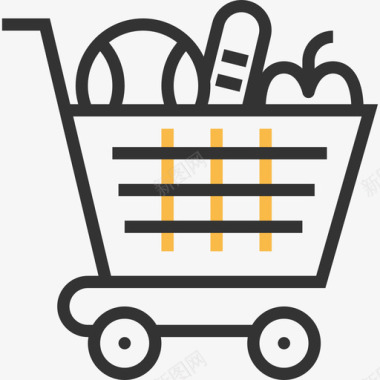 购物车购物和零售黄色阴影图标图标