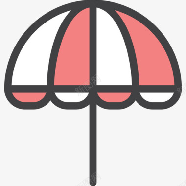 太阳伞暑假4线颜色图标图标