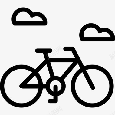 自行车暑假系列直线型图标图标