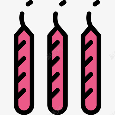 蜡烛生日聚会系列线性颜色图标图标