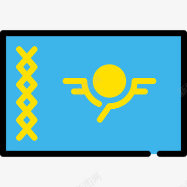 哈萨克斯坦旗帜收藏长方形图标图标