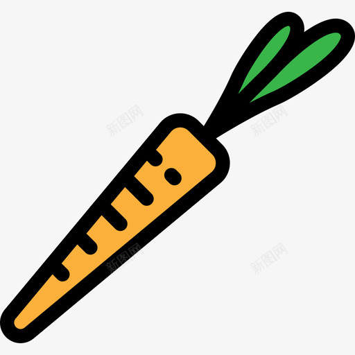 胡萝卜食品和餐厅大包装颜色线性颜色图标svg_新图网 https://ixintu.com 线性颜色 胡萝卜 食品和餐厅大包装颜色