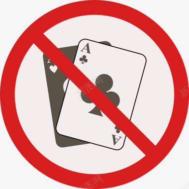 赌博警告标志圆形平面图标图标