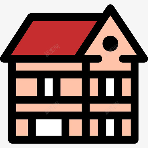 房屋建筑物线性颜色的房屋类型图标svg_新图网 https://ixintu.com 建筑物 房屋 线性颜色的房屋类型