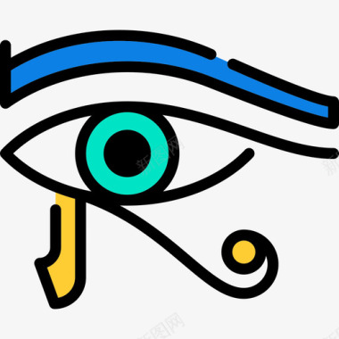 拉眼线性古埃及元素线性颜色图标图标