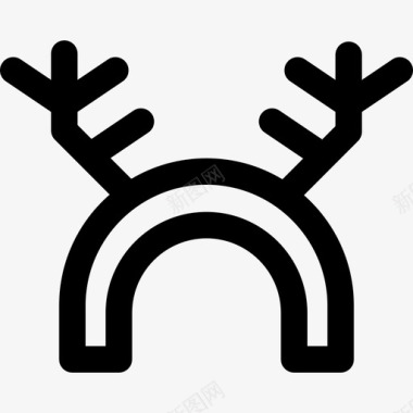 鹿头带圣诞节节日轮廓直线型图标图标