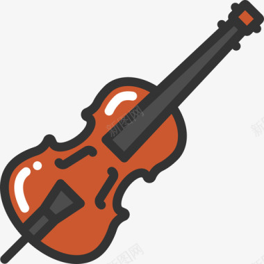 小提琴乐器3线颜色图标图标