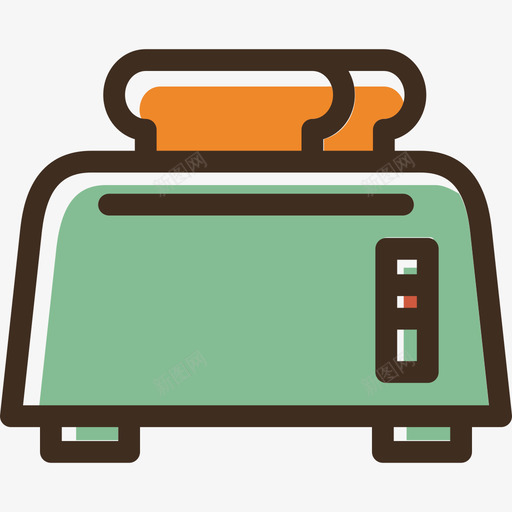 烤面包机工具和用具线性颜色食品套装图标svg_新图网 https://ixintu.com 工具和用具 烤面包机 线性颜色食品套装