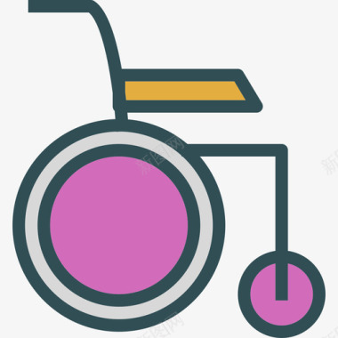 轮椅医用9线性颜色图标图标