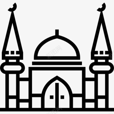 清真寺城市5直线图标图标