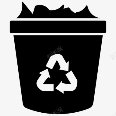 回收站垃圾箱清洁和女仆字形图标图标