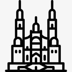 波斯特圣地亚哥德孔波斯特拉大教堂西班牙传统元素线性图标高清图片