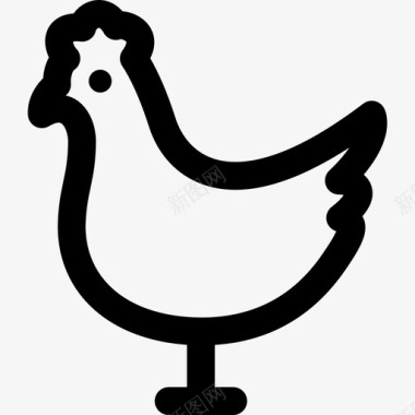 鸡肉食品和烹饪直系图标图标