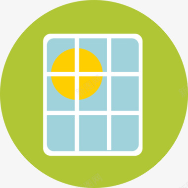 太阳能电池板生态3圆形平面图标图标